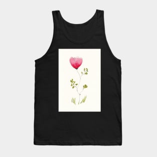 One Pink Flower in Pen Ink and Watercolor Tank Top